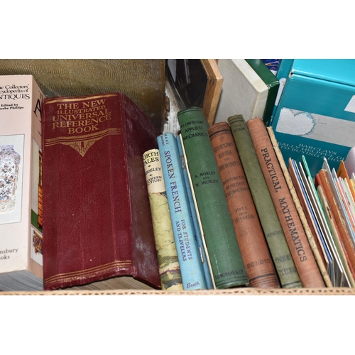 567 - FOUR BOXES OF BOOKS AND EPHEMERA, to include seven volumes of Newne's Pictorial Knowledge, classic a... 