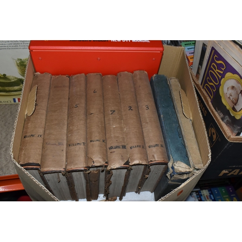 567 - FOUR BOXES OF BOOKS AND EPHEMERA, to include seven volumes of Newne's Pictorial Knowledge, classic a... 