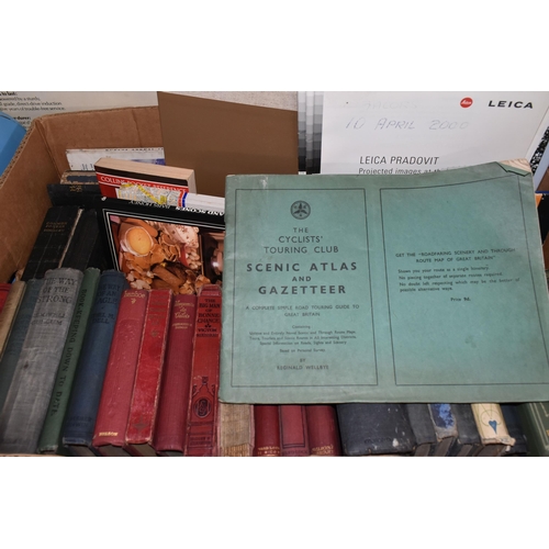 567 - FOUR BOXES OF BOOKS AND EPHEMERA, to include seven volumes of Newne's Pictorial Knowledge, classic a... 