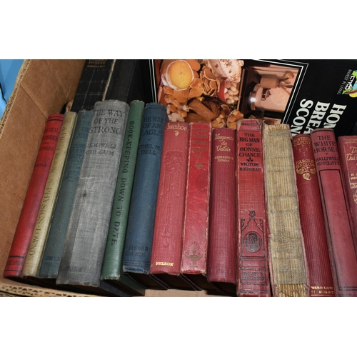 567 - FOUR BOXES OF BOOKS AND EPHEMERA, to include seven volumes of Newne's Pictorial Knowledge, classic a... 