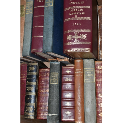 572 - TWO BOXES OF BOOKS containing fifty antiquarian titles in hardback, mainly leather bound format, dat... 