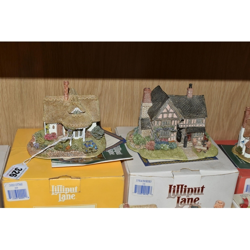 326 - FIFTEEN BOXED LILLIPUT LANE SCULPTURES AND SIX LILLIPUT LANE LIMITED EDITION COLLECTOR'S PLATES, com... 