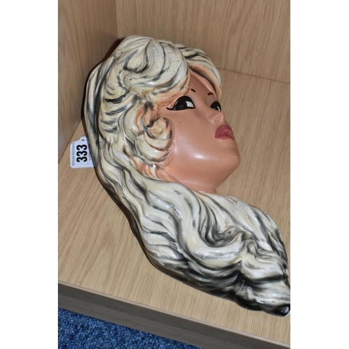 333 - A BRIDGITTE BARDOT CHALKWARE WALL PLAQUE, height 32cm x width 13cm, a 1960's Bridgitte Bardot with t... 