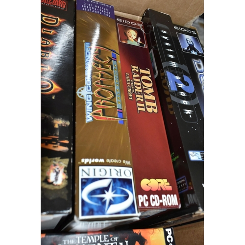 580 - A BOX OF PC BIG BOX VIDEO GAMES, includes Deus EX, System Shock 2, Diablo Tomb Raider, Tomb Raider 2... 