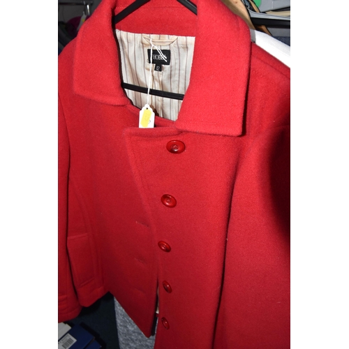 424 - FIVE PIECES OF LADIES' CLOTHING, comprising a red Karen Millen cropped jacket size 10, a short red j... 