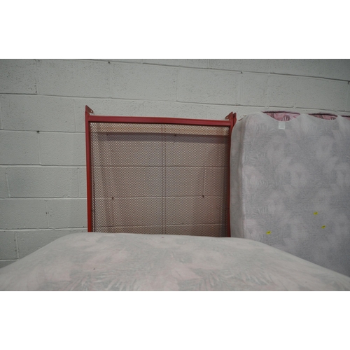 1351 - A RED TUBULAR METAL BUNK BED, with a pair of LAYEZEE Annabel mattresses (condition report: general s... 