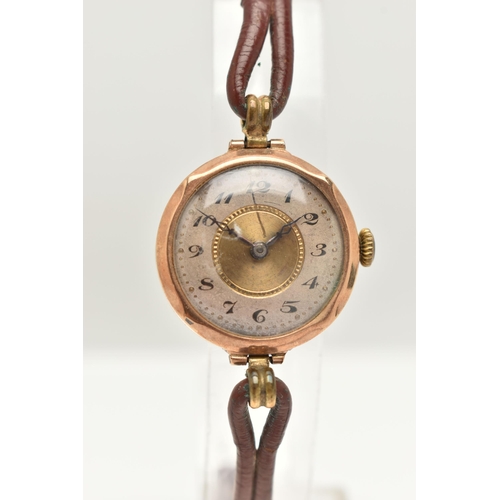 10 - TWO EARLY 20TH CENTURY LADIES 9CT GOLD WRISTWATCHES, both manual winding, the first with a round whi... 