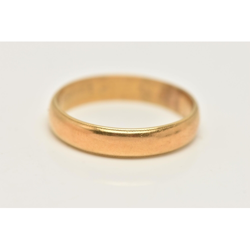 2 - AN 18CT GOLD BAND RING, polished band ring with a milgrain edge detail, approximate width 4.5mm x de... 