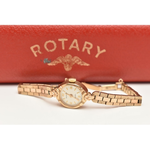 23 - A LADIES BOXED 'ROTARY' WRISTWATCH, manual wind, round silvered dial signed 'Rotary Incabloc', Arabi... 