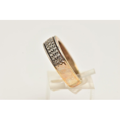 3 - A 9CT GOLD DIAMOND BAND RING, a yellow gold band ring, set with thirty nine round brilliant cut diam... 