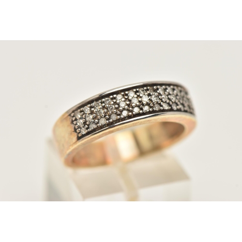 3 - A 9CT GOLD DIAMOND BAND RING, a yellow gold band ring, set with thirty nine round brilliant cut diam... 