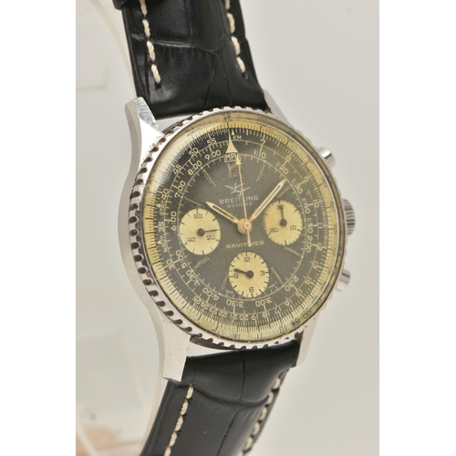 6 - A 1965 STAINLESS STEEL HAND WOUND BREITLING GENEVE 'TWIN-JET' NAVITIMER 806 WRISTWATCH, discolored m... 