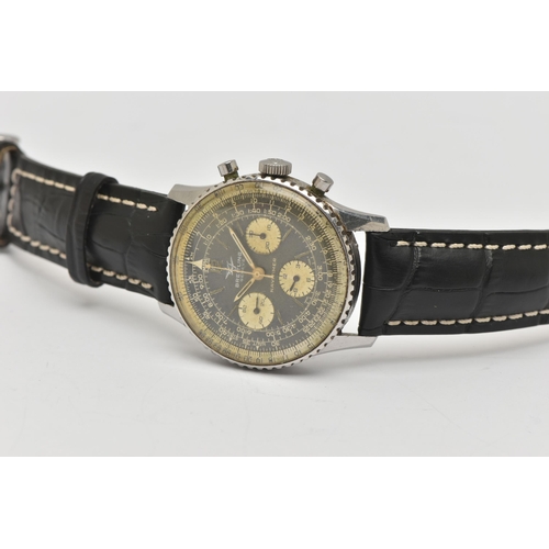 6 - A 1965 STAINLESS STEEL HAND WOUND BREITLING GENEVE 'TWIN-JET' NAVITIMER 806 WRISTWATCH, discolored m... 