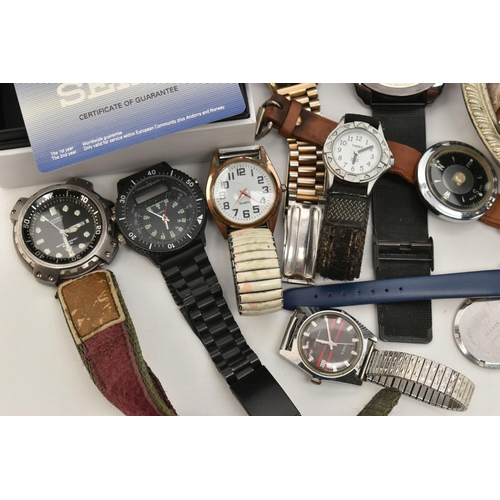 72 - A BOX OF ASSORTED WATCHES, to include ladies and gents wristwatches to include two ladies Seiko watc... 