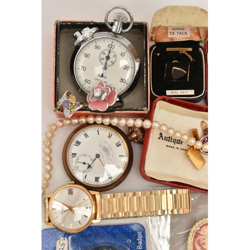 75 - A BOX OF ASSORTED JEWELLERY AND WATCHES, to include a 'Caithness' necklace with millefiori detail to... 