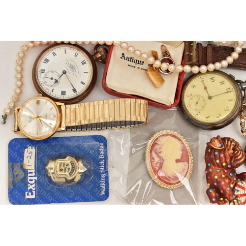 75 - A BOX OF ASSORTED JEWELLERY AND WATCHES, to include a 'Caithness' necklace with millefiori detail to... 