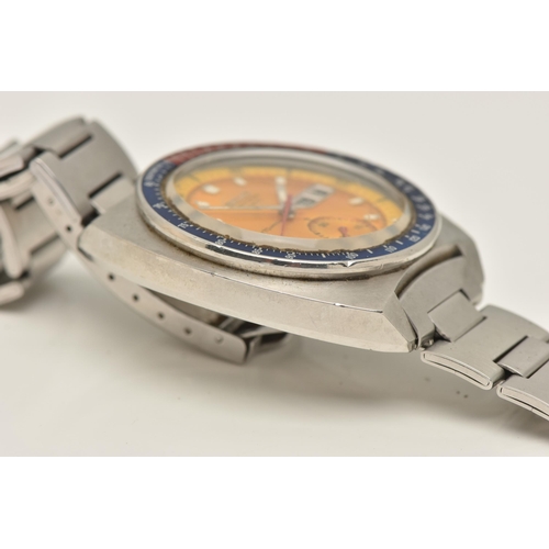 8 - A SEIKO 'POGUE' CHRONOGRAPH AUTOMATIC WRISTWATCH, automatic movement, round yellow dial, signed 'Sei... 