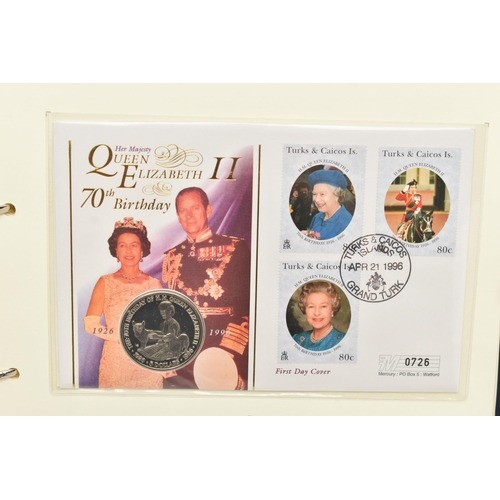 115 - A BOX CONTAINING COIN ALBUMS AND LOOSE COINS, to include 'The Royal Family' folder of various carded... 