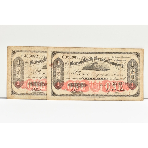 117 - MALAYA BRITISH NORTH BORNEO ONE DOLLAR BANKNOTE PAIR, 1st Jan 1936 (both with folds and ware) (2)