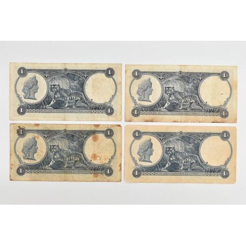 119 - THE GOVERNMENT OF THE STRAITS SETTLEMENTS ONE DOLLAR BANKNOTE, 1st Jan 1935 x4 (three of the notes w... 