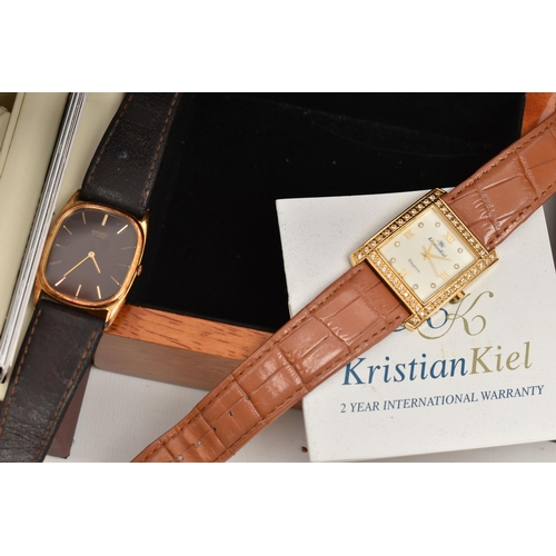 84 - A BOX OF ASSORTED LADIES AND GENTS FASHION WRISTWATCHES, names to include 'Accurist, Kristen Kiel, N... 