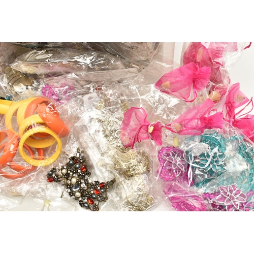 91 - A LARGE BOX OF ASSORTED COSTUME JEWELLERY, a very large box of necklaces and bracelets  (condition r... 