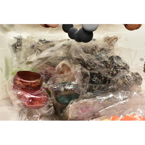 91 - A LARGE BOX OF ASSORTED COSTUME JEWELLERY, a very large box of necklaces and bracelets  (condition r... 