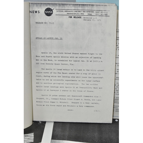 250 - A NASA APOLLO 14 OFFICIAL PRESS PACK, detailing all aspects of the launch which was to be no earlier... 