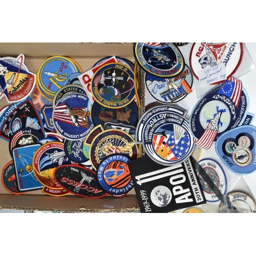 252 - A BOX OF MOSTLY AMERICAN SPACE MISSION RELATED CLOTH BADGES, to include Space Lab 2, Space Lab 3, Ge... 