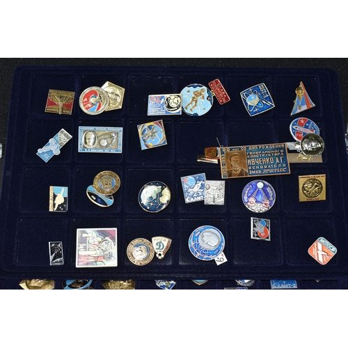 253 - AN ALUMINIUM FLIGHT CASE CONTAINING RUSSIAN / SOVIET SPACE RELATED PIN BADGES, to include anniversar... 