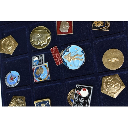 253 - AN ALUMINIUM FLIGHT CASE CONTAINING RUSSIAN / SOVIET SPACE RELATED PIN BADGES, to include anniversar... 