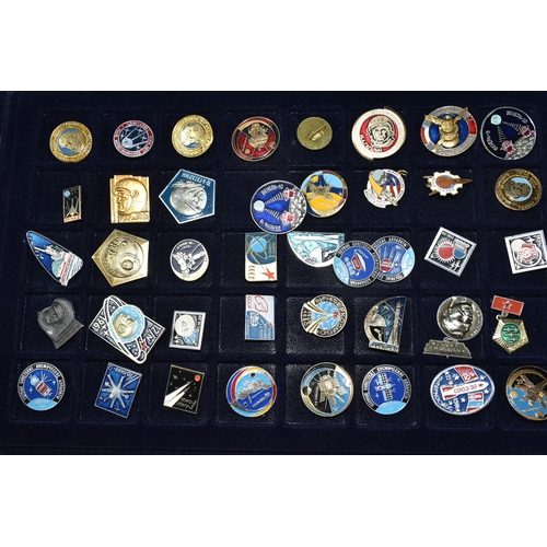 253 - AN ALUMINIUM FLIGHT CASE CONTAINING RUSSIAN / SOVIET SPACE RELATED PIN BADGES, to include anniversar... 