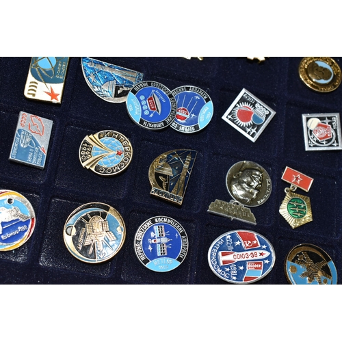 253 - AN ALUMINIUM FLIGHT CASE CONTAINING RUSSIAN / SOVIET SPACE RELATED PIN BADGES, to include anniversar... 