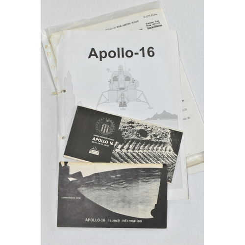 254 - NASA APOLLO 16 PRESS RELEASES AND EPHEMERA, to include time of key events and mission objective pape... 