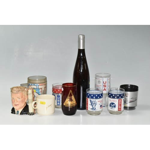 274 - SPACE RELATED WINE BOTTLE AND CUPS, comprising a limited edition wine bottle with label celebrating ... 