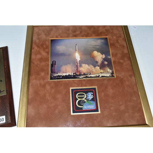 303 - A LIMITED EDITION APOLLO 11 PLAQUE SIGNED IN FELT TIP PEN BY BUZZ ALDRIN, the plaque is a replica of... 