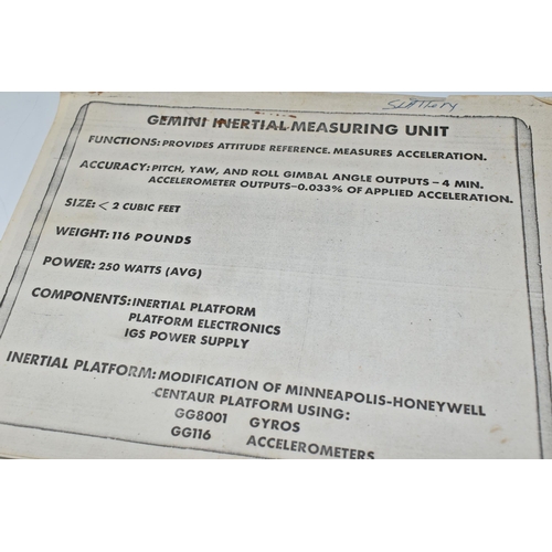 308 - A GEMINI INERTIAL MEASURING UNIT BOOKLET, the booklet informed Astronauts working on the programme o... 