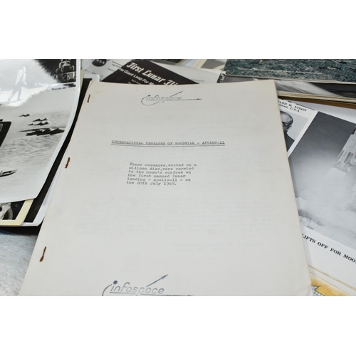 311 - A BOX OF DOCUMENTS RELATING TO THE APOLLO 11 MISSION comprising a number of black and white photos a... 