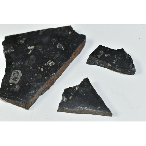 336 - THREE PIECES OF POLISHED IMPACT BRECCIA FROM THE SUDBURY CRATER, formed from the impact of a meteor,... 