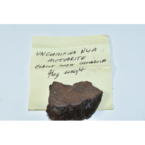 337 - AN UNCLASSIFIED NWA METEORITE, end cut with Chondrules, probably from the Sahara Desert, 46.5g