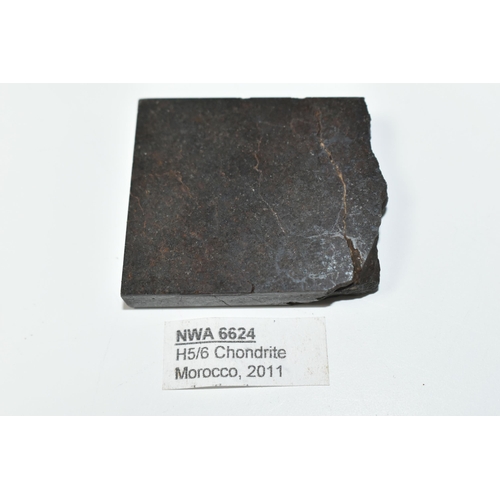 347 - A SLICE OF NWA 6624 H5/6 CHONDRITE METEORITE, found in Morocco 2011, one unpolished edge, 27.8g