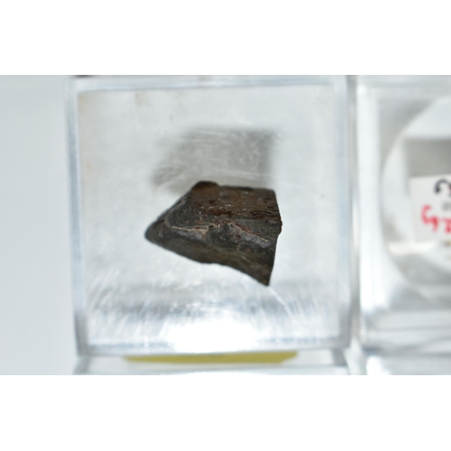 358 - FIVE METEORITE FRAGMENT SAMPLES, comprising a piece of Dhofar 1286, found in Oman 2005, weight 2.3g,... 