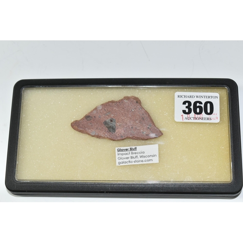 360 - A SLICE OF GLOVER BLUFF IMPACT BRECCIA, partly polished sides with rough edges, weight