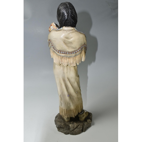 365 - A LEONARDO COLLECTION BRIGHTSTAR 2004 FIGURE height 43cm, resin made, depicting a native American mo... 