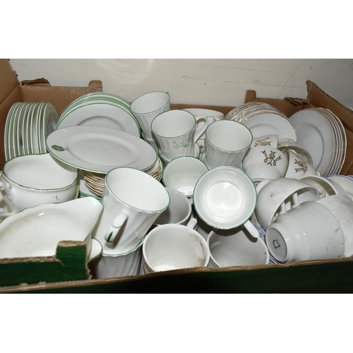 373 - FOUR BOXES AND LOOSE CERAMIC KITCHEN AND GLASS WARE to include a Royal Worcester Wild Harvest two pi... 