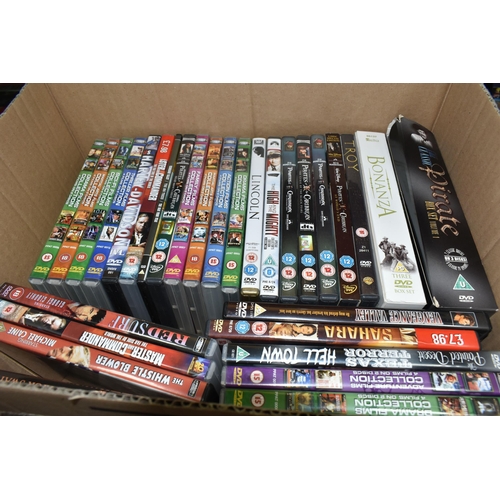 376 - NINE BOXES OF MOSTLY FISHING DVDS AND VHS ETC to include three boxes of fishing related DVDs compris... 