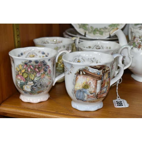 389 - NINE PIECES OF ROYAL DOULTON 'BRAMBLY HEDGE' TEA WARE AND A PETER RABBIT PLATE, comprising Royal Dou... 