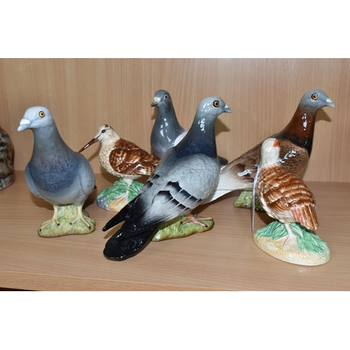 397 - A GROUP OF BESWICK BIRDS, comprising a red brown gloss Pigeon, model no 1383A, first version with th... 