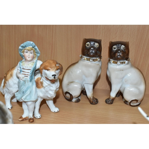 405 - A GROUP OF CERAMIC DOG FIGURES, twelve pieces comprising a large Sylvac terrier model no 1380, heigh... 