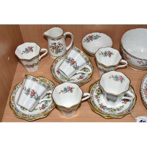 408 - COALPORT AND ROYAL GRAFTON TEA WARE, comprising a fourteen piece Coalport 'Ming Rose' part coffee se... 